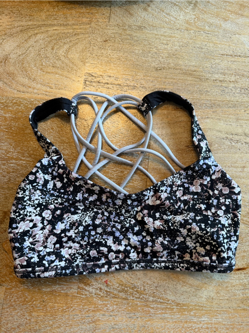Women’s lululemon Floral Black and Pink Strappy Sports Bra
